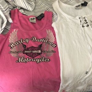 Lot of 4 rarely worn Harley Davidson tank tops.